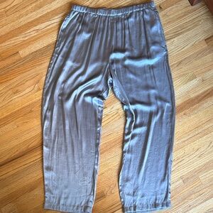 Madewell large Satin-Look Elastic Waist Pants in Steel Gray